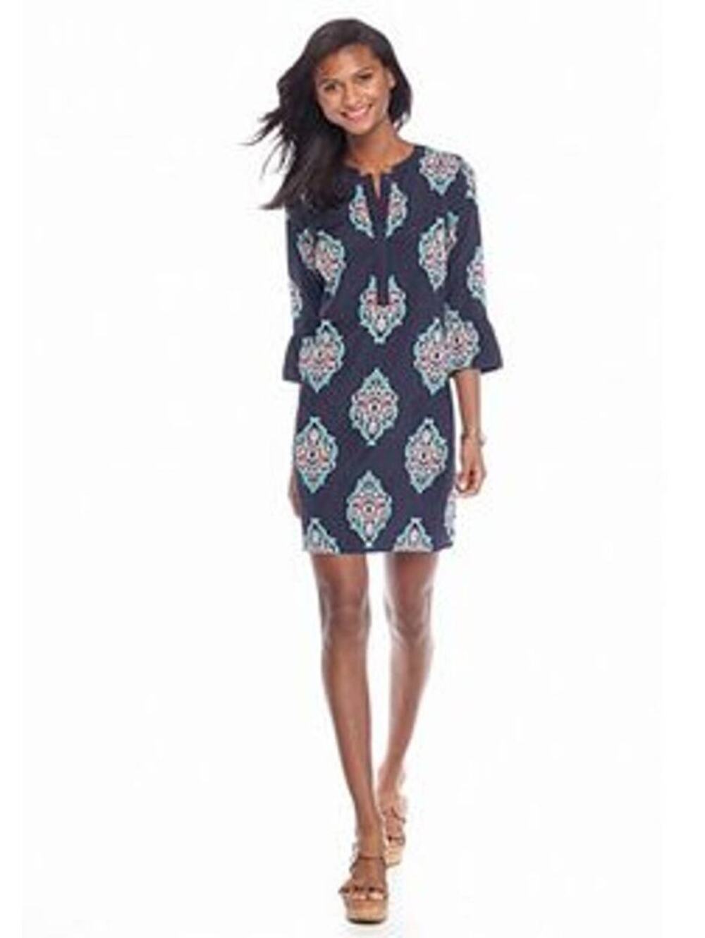 Crown & Ivy EUC Women's Blue Flutter Sleeve Paisley Sheath Dress Size 14